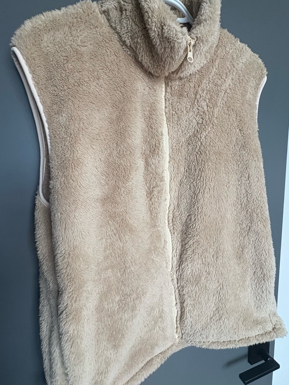 Cozy Plush Sleeveless Zip-Up Vest in Taupe from Amazon Basics